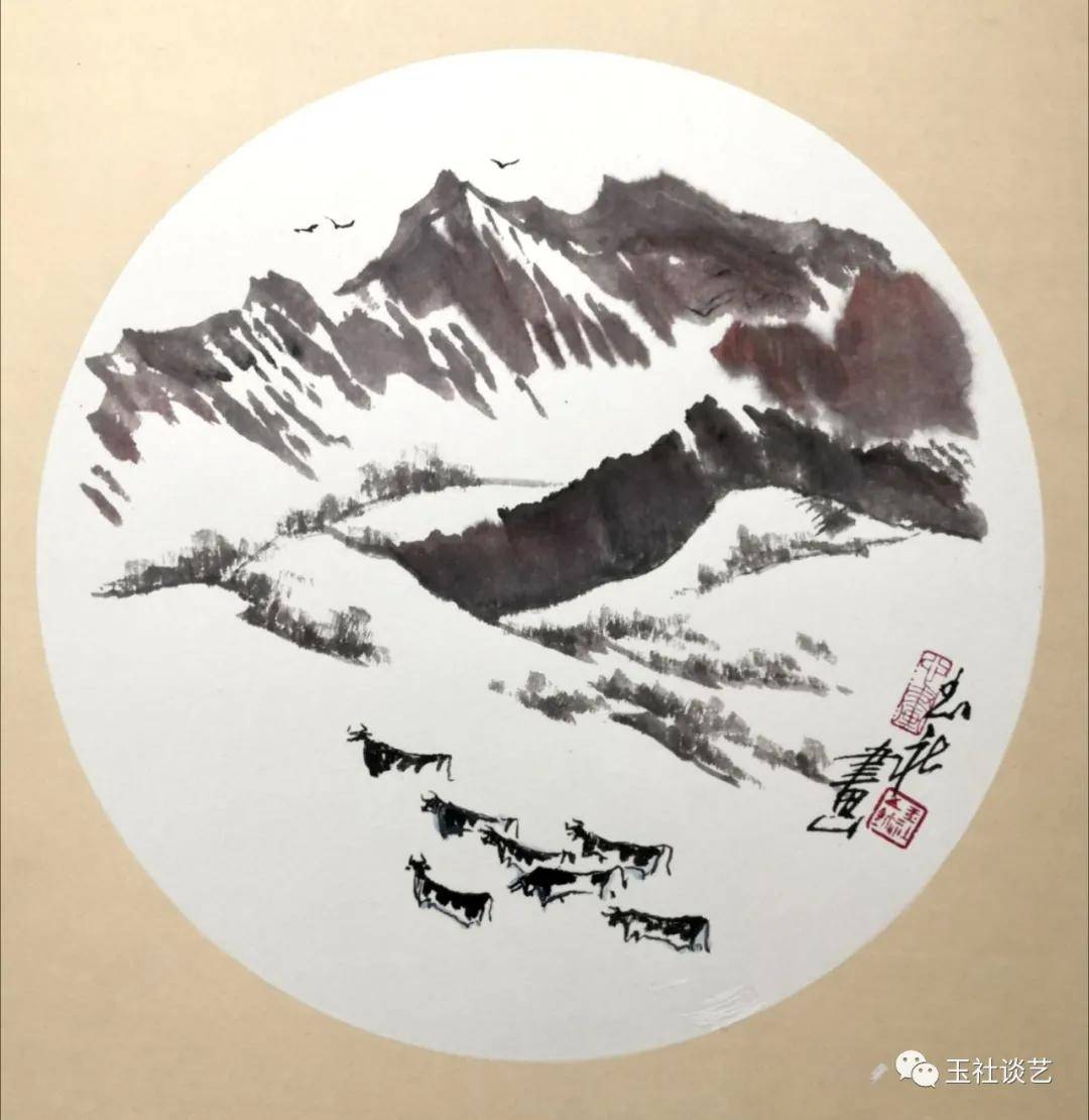 冬季的古玛河刘玉社新疆山水画作品欣赏