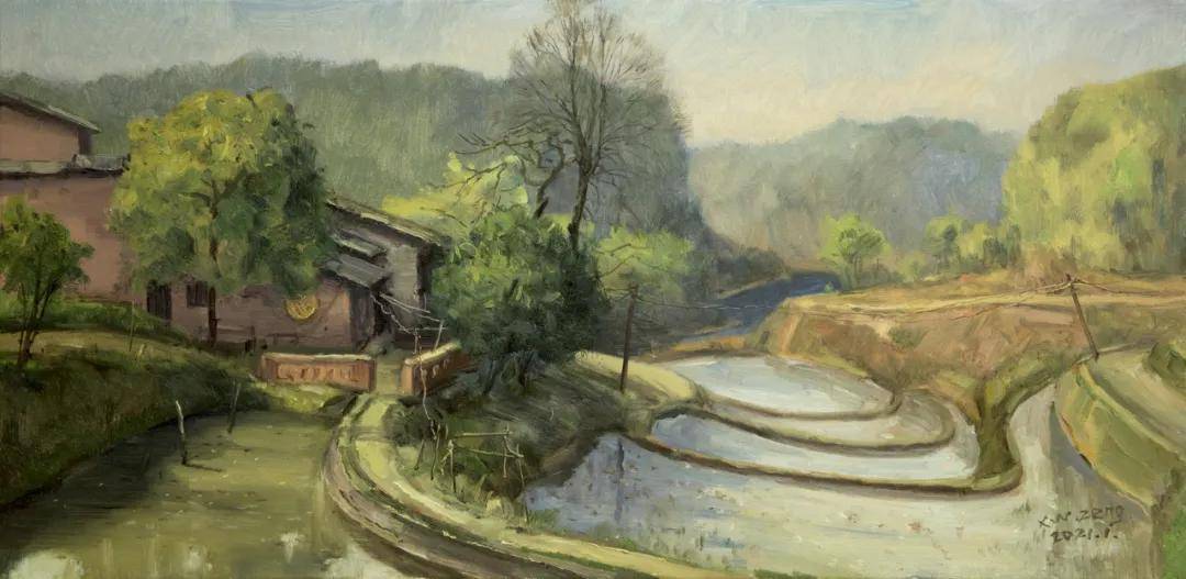 曾宪伟 《大顺农家小景》之二 布面油画 60x80cm  2021
