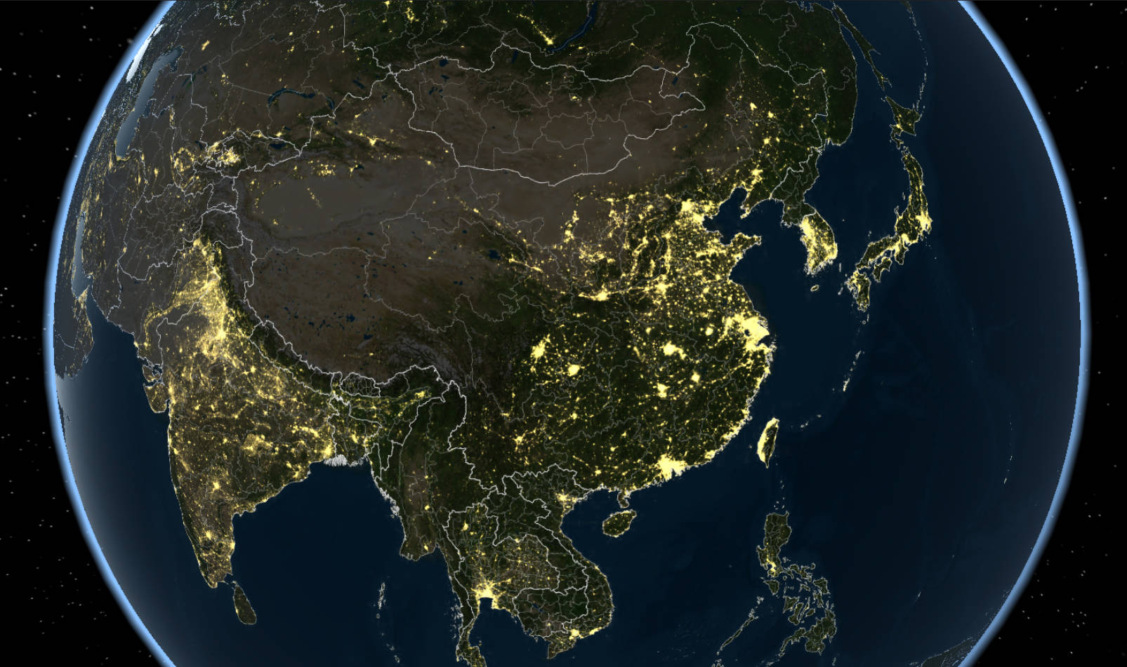 中国太空卫星夜景图