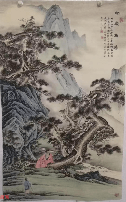 黄开前复古山水画四尺竖幅《松溪高隐》作品来源:易阁字画