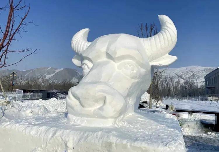 喜迎新年十二生肖雪雕便映入眼帘一到天池游客服务中心门口观十二