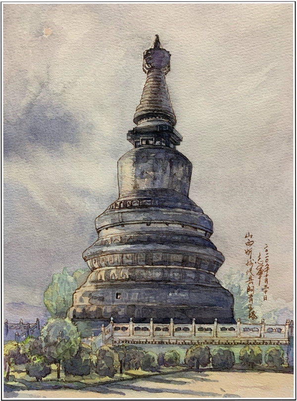 画家高志军钢笔淡彩绘画作品大美山西