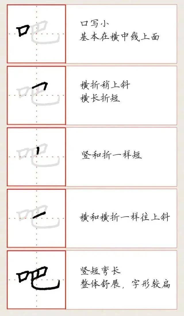 硬笔书法偏旁基本书写教程口字旁