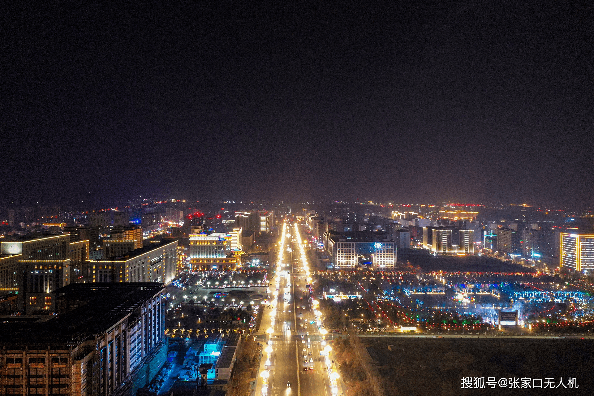 航拍2021正月张家口的夜景