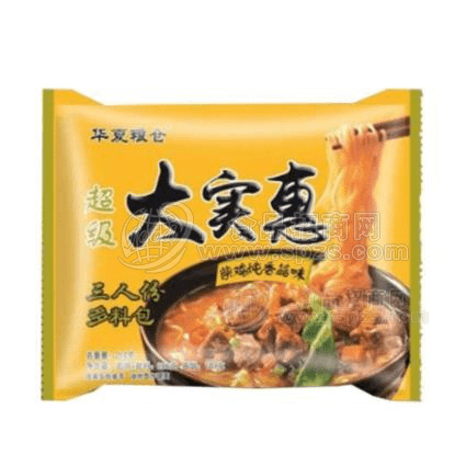 华夏粮仓大实惠方便面,三人份多料包吃的过瘾又美味