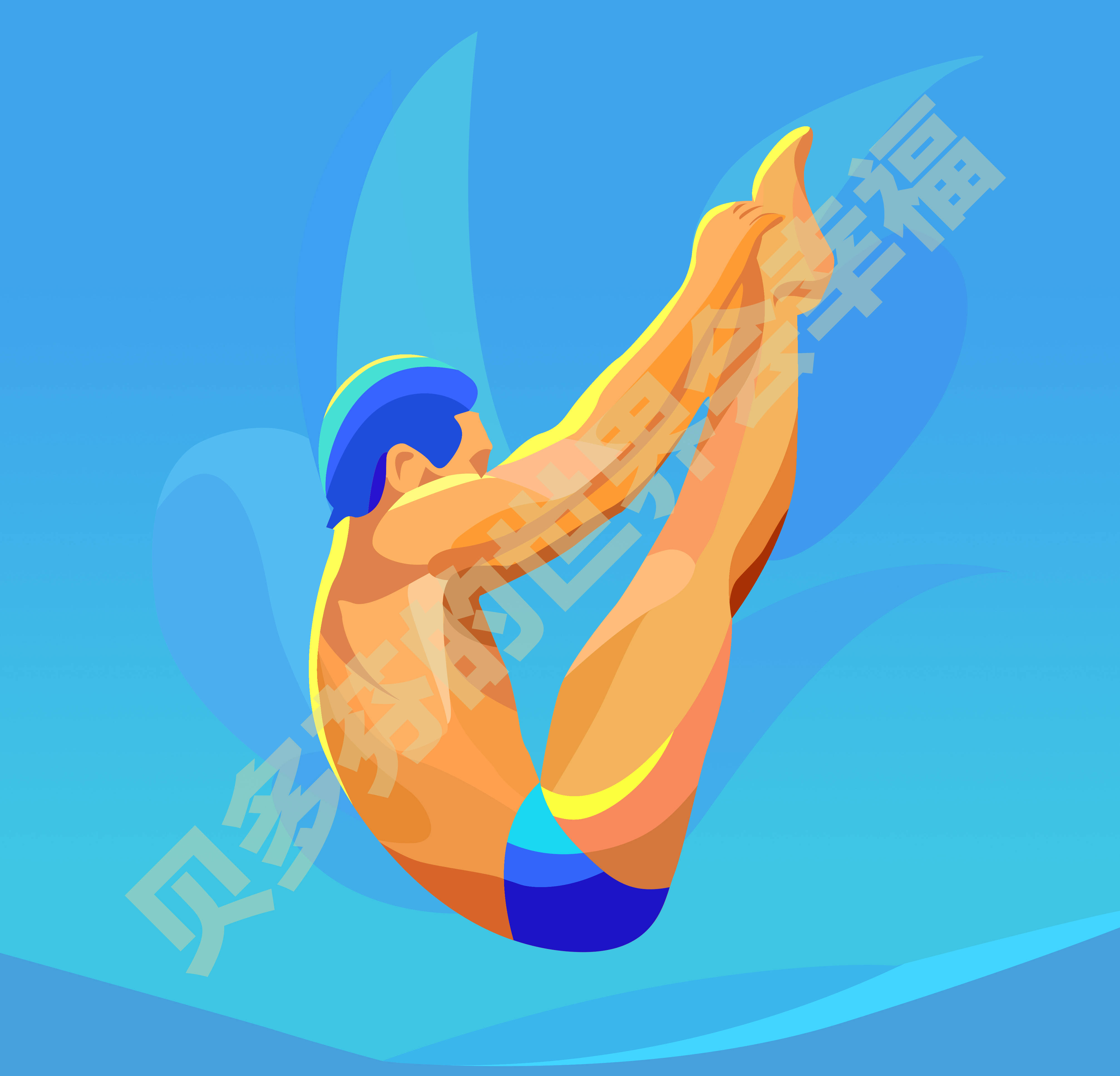 跳水psd卡通素材