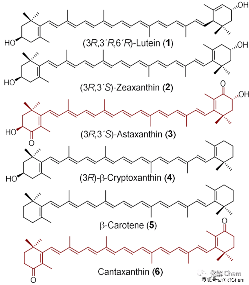 常见类胡萝卜素化学结构