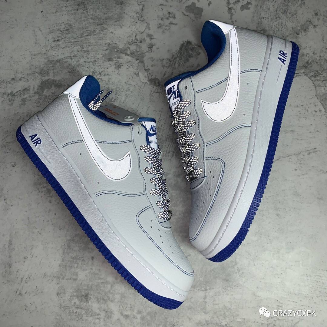 耐克nike air force 1 low 空军一号蓝白画笔低帮板鞋