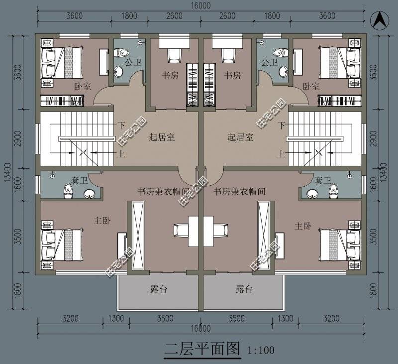 农村宅基地开间17米进深16米建兄弟双拼房怎么设计比较好