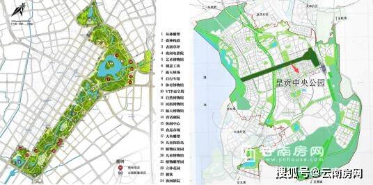 左:巫家坝中央公园规划;右:呈贡中央公园规划