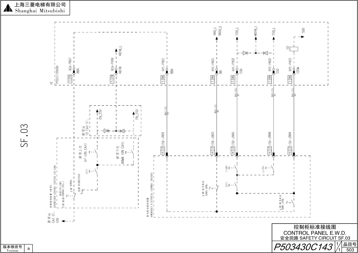 三菱lehy-3电梯安全回路详解: 安全回路: 79-rcc插件pa05号线-轿顶