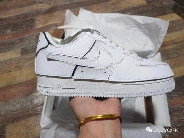 耐克白橙diy拼接拆卸魔术贴nikeairforce1lowaf1空军一号运动鞋