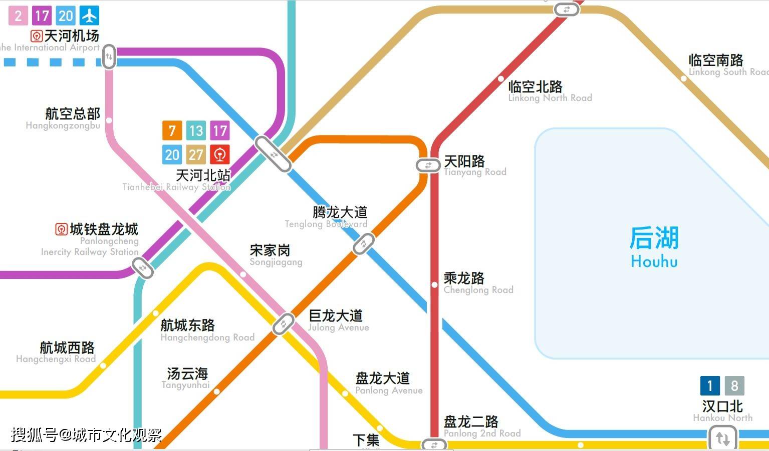武汉轨道交通20号线(长江新区过江通道)的大致走向:自南向北始于武汉
