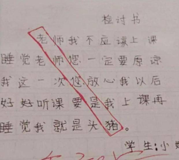 原创小学生检讨书"暗藏玄机",表面上承认错误,背地里"骂老师"