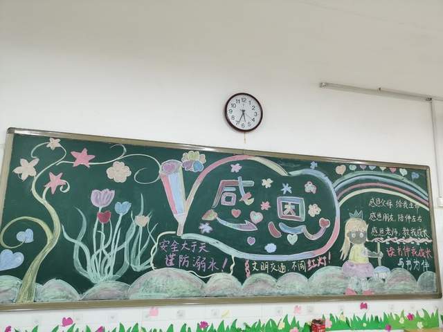 郑州市惠济区薛岗小学举办"学会感恩"主题黑板报评比活动
