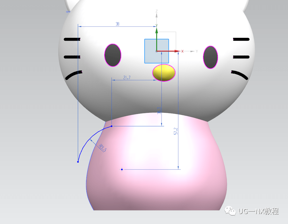 ug三维建模一个hello kitty,这个kt猫模型创建最简思路分享