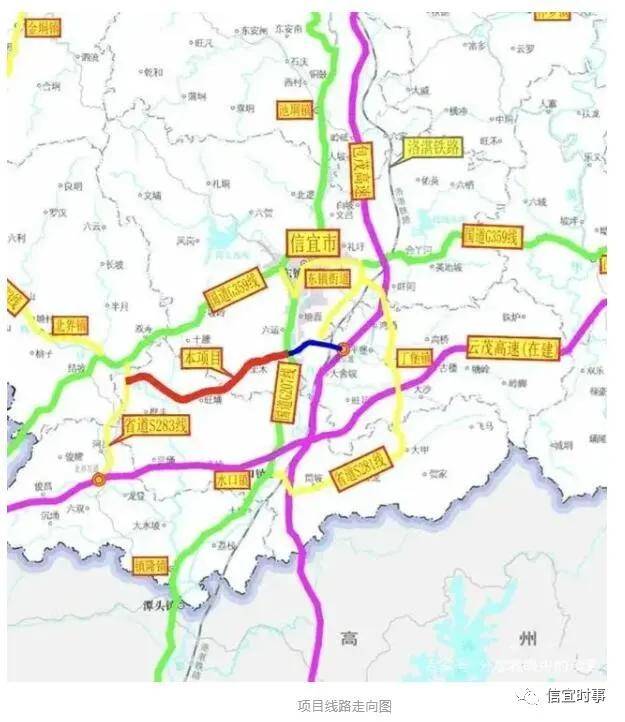 通过与包茂高速公路六运连接线,省道 s283 线(云茂高速北界连接线)