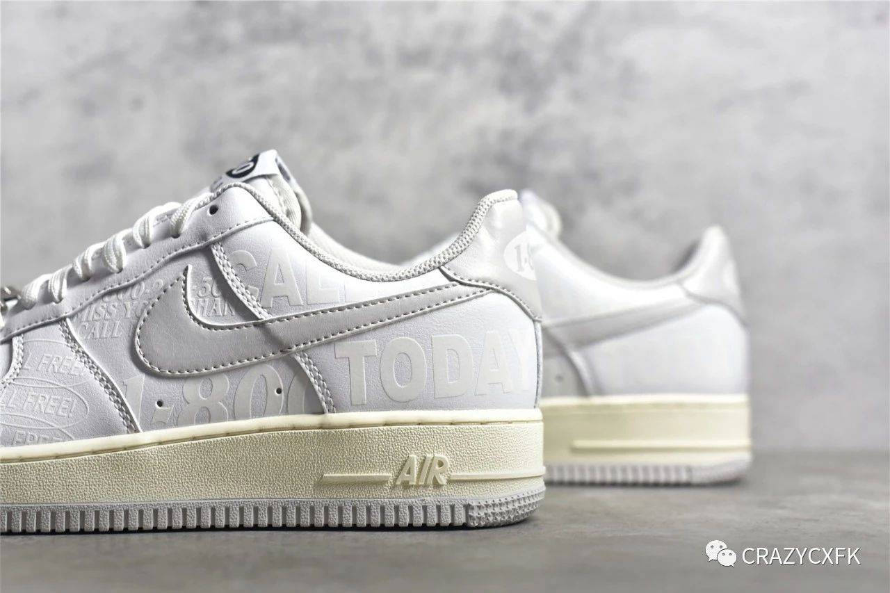 耐克nike air force 1 low premium toll free 3m 反光白空军一号运动