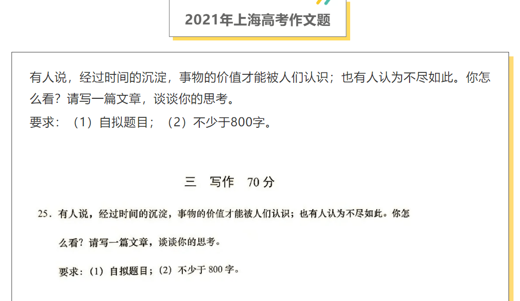 2021高考作文:2021上海高考语文作文题目