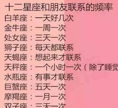 你为什么追不到12星座,12星座和朋友联系的频率