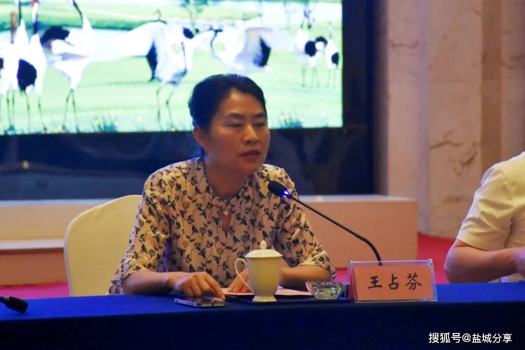 图为县人大副主任王占芬讲话