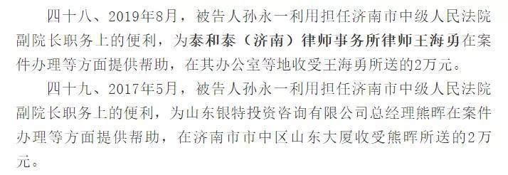 齐鲁观济南中院副院长孙永一的受贿名单上都有谁