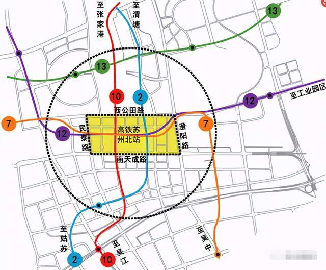 10号(规划中),12号线(规划中),地铁13号线(规划中)在高铁北站"五轨