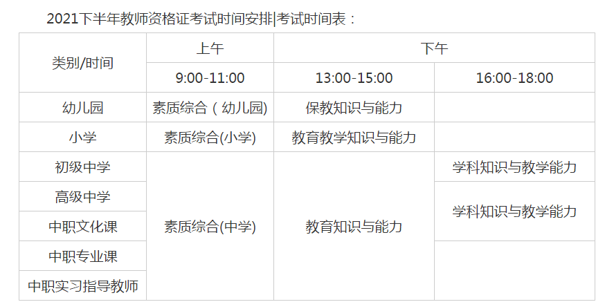 2021江苏教师资格证报名时间2021年下半年|考试时间表