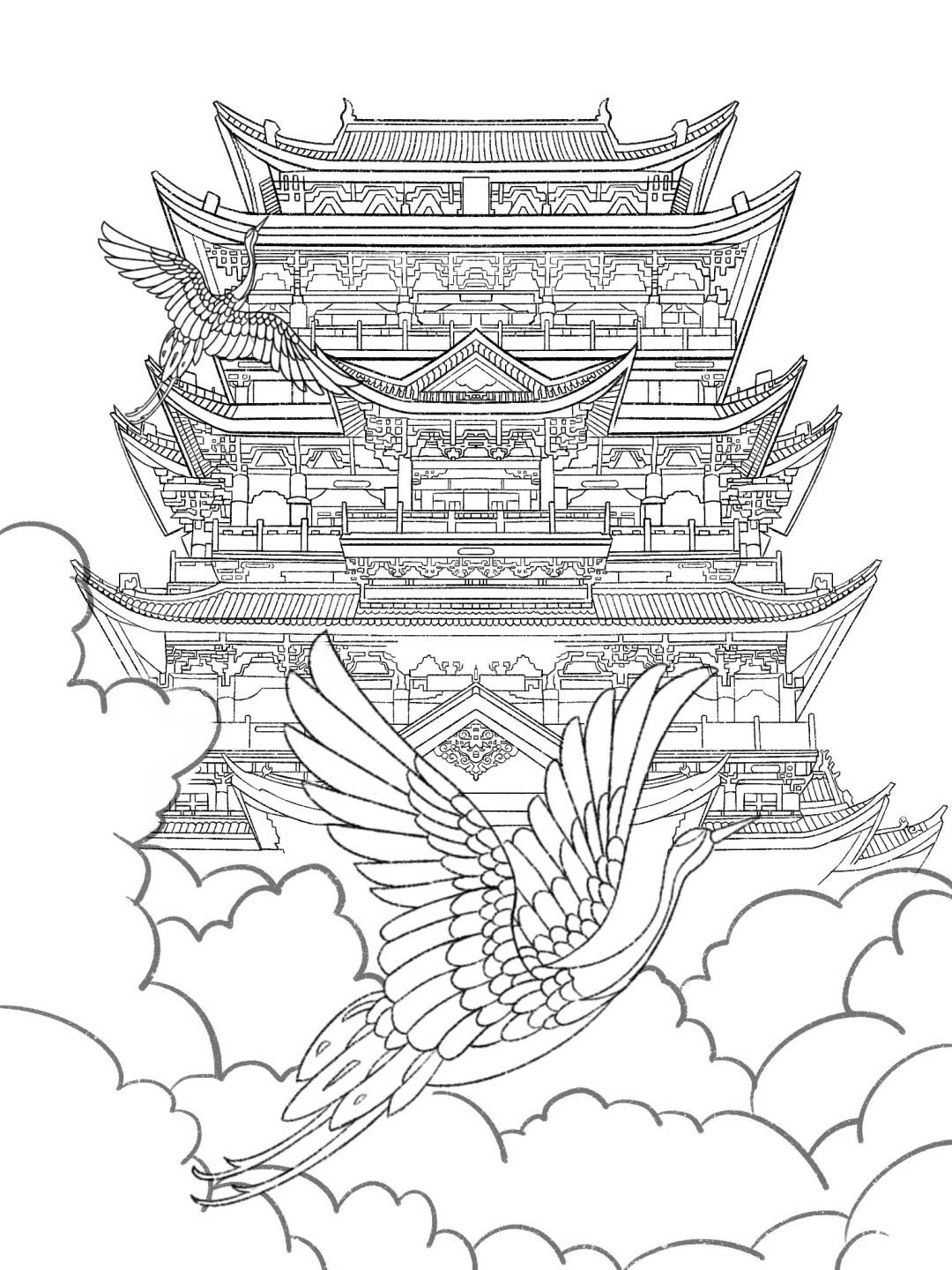 「素材」中国风建筑绘画参考