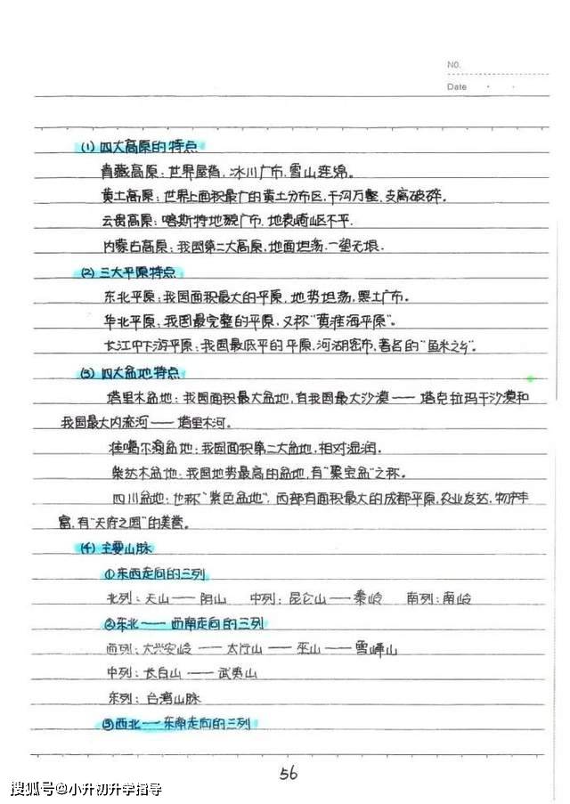 初中暑假功课预习地理学霸笔记初一初二都看看