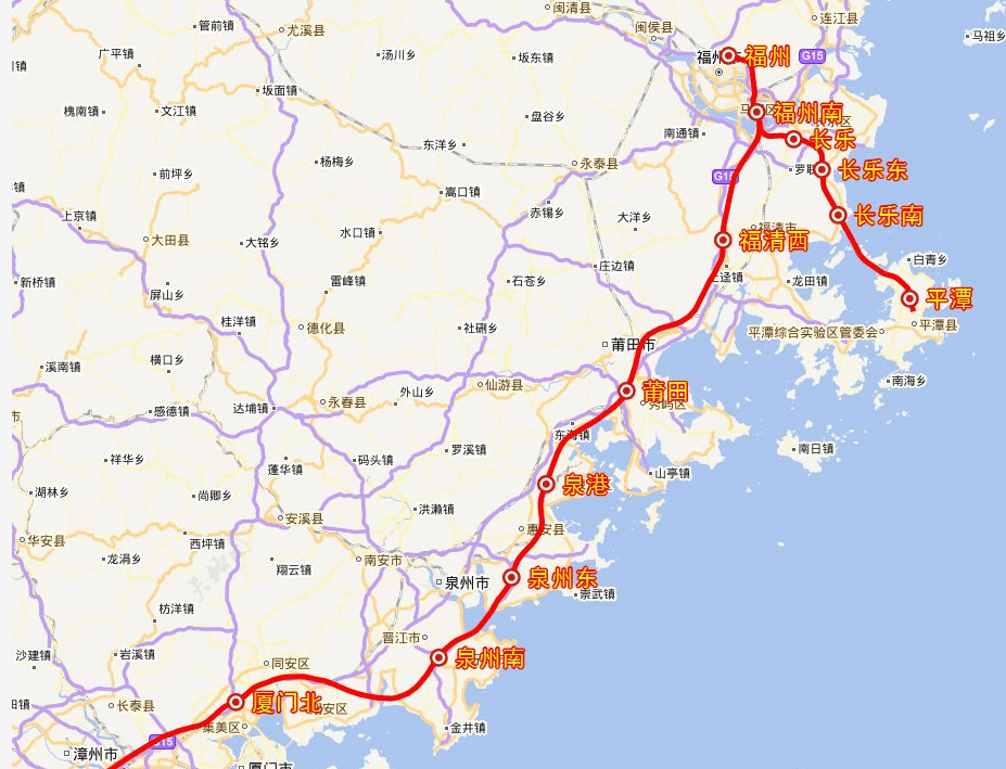 福厦高铁线路走向示意图▼