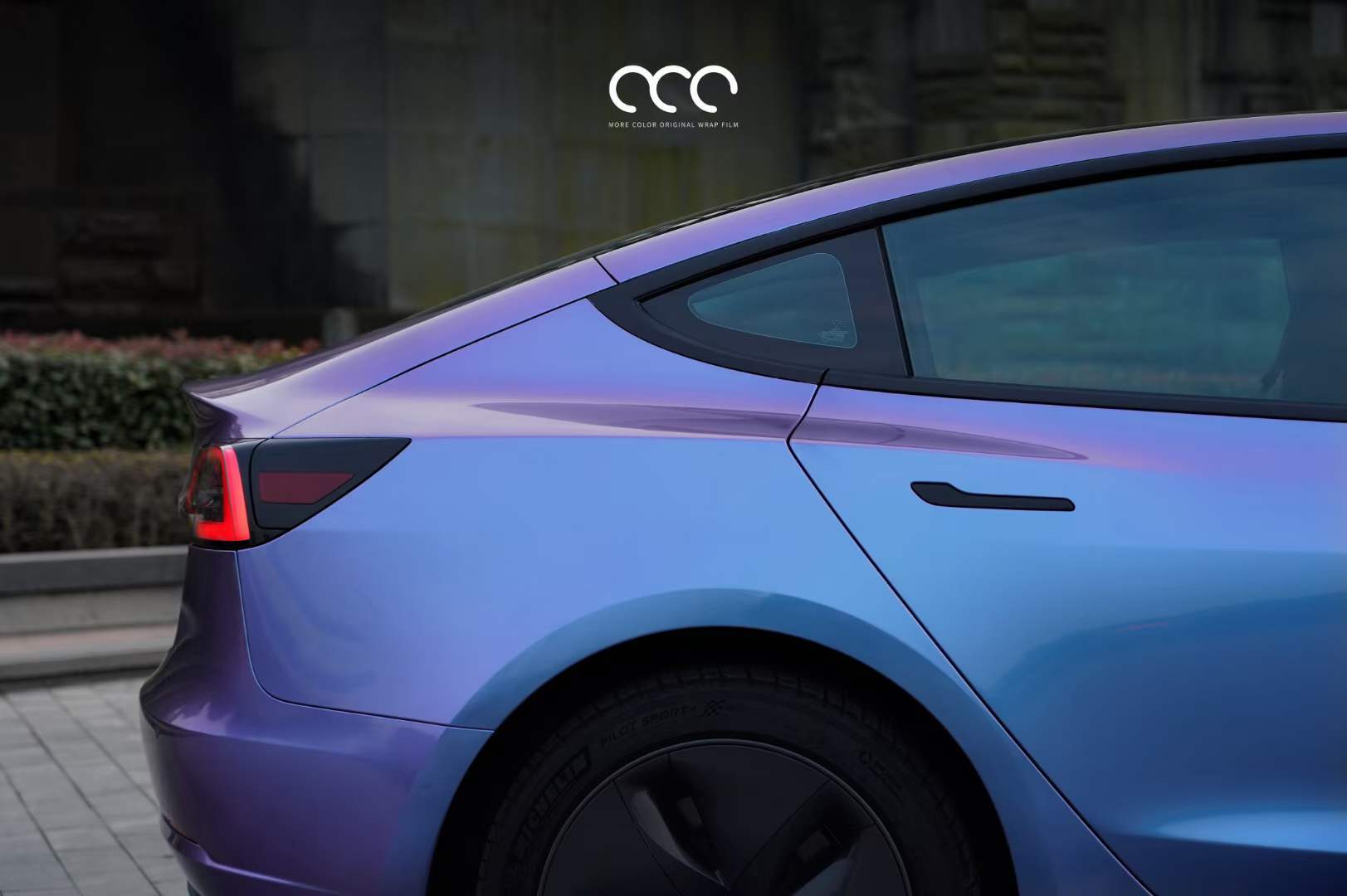 特斯拉model3汽车贴膜漫彩改色膜渐变亮面灰幻紫