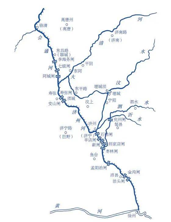 "宋金以来,汶,泗相通河道……可以通漕",并初步形成了大运河弃弓走弦