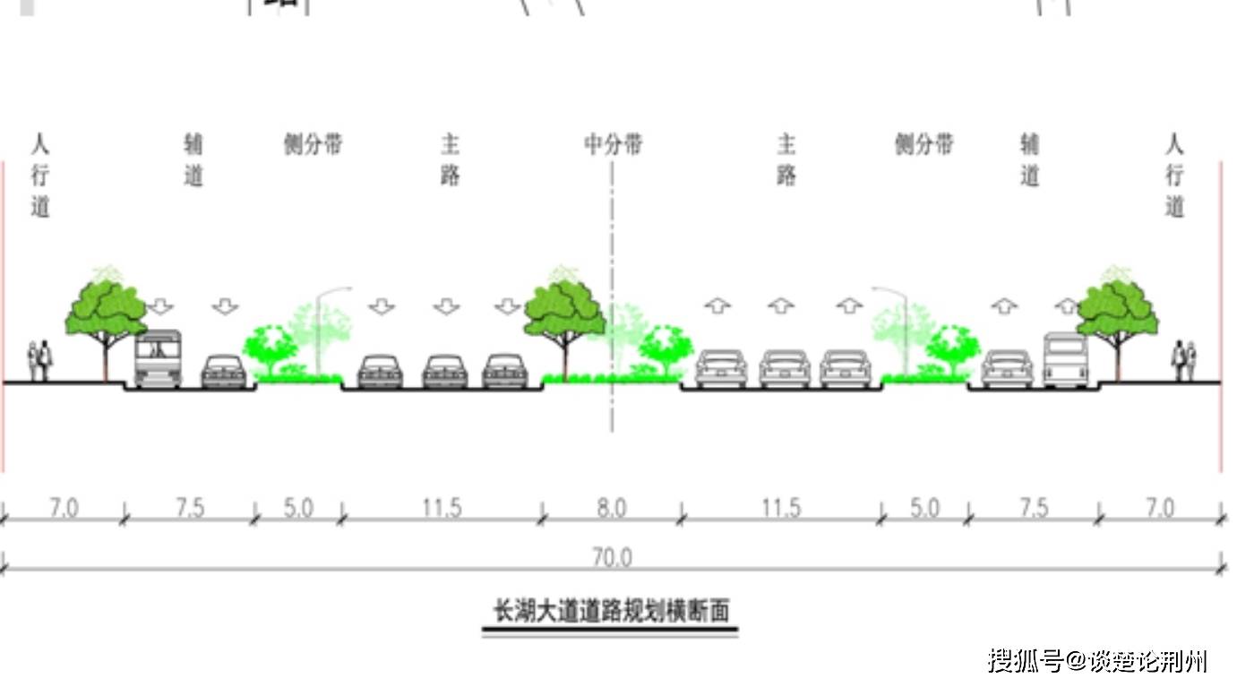 原创荆州长湖大道双向10车道辅道就有4车道设计是先进还是落后