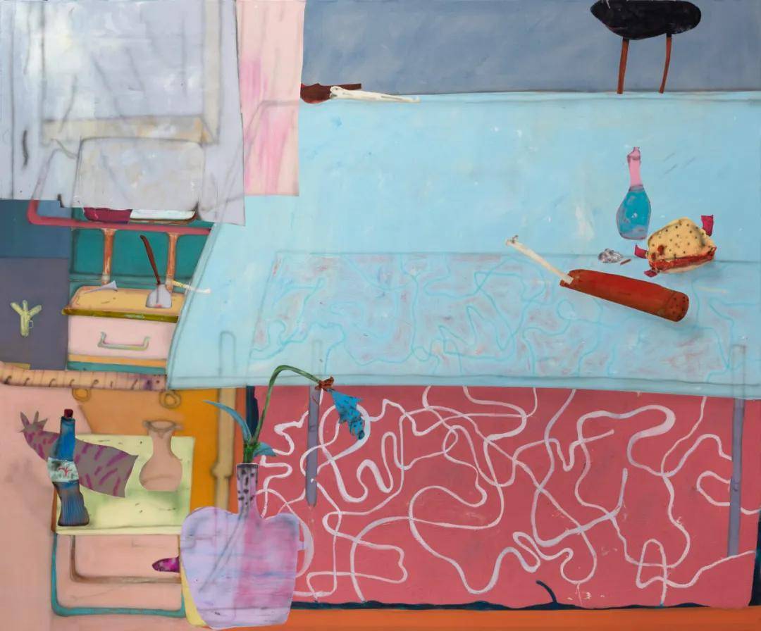 error×ink肉车,ink×error车文 on the beach, 2019, acrylic and ink on canvas, 175×305 cm