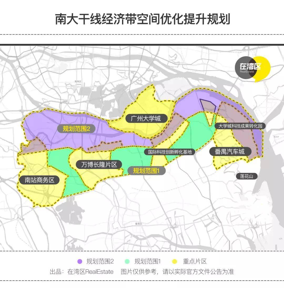 南大干线经济带空间优化提升规划来了还有珠江后航道沿岸地区