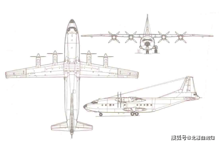 安-12运输机三视图