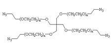 在四个臂的每个末端连接到一个季戊四醇核,带有叠氮(n3)基团