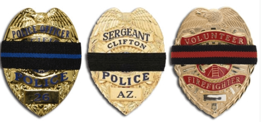 另外,美国警察的徽章上也可以佩戴黑纱,上面就是几种不同警徽上佩戴的