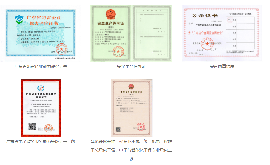 安防资质,建筑智能化,电子政务等多项资质认证,力争成为广东省著名的