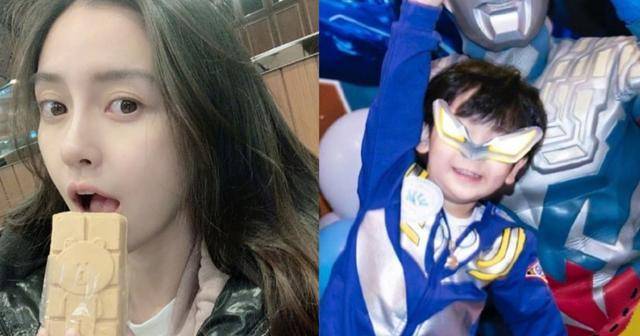 angelababy4岁儿子小海绵长高了!