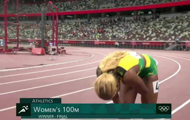 女子100米飞人大战，牙买加选手汤普森获得女子100米冠军
