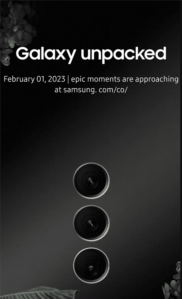 6.6寸超簿华为手机
:搭载超频版8 Gen 2的三星Galaxy S23系列来了，将在2月2日发布