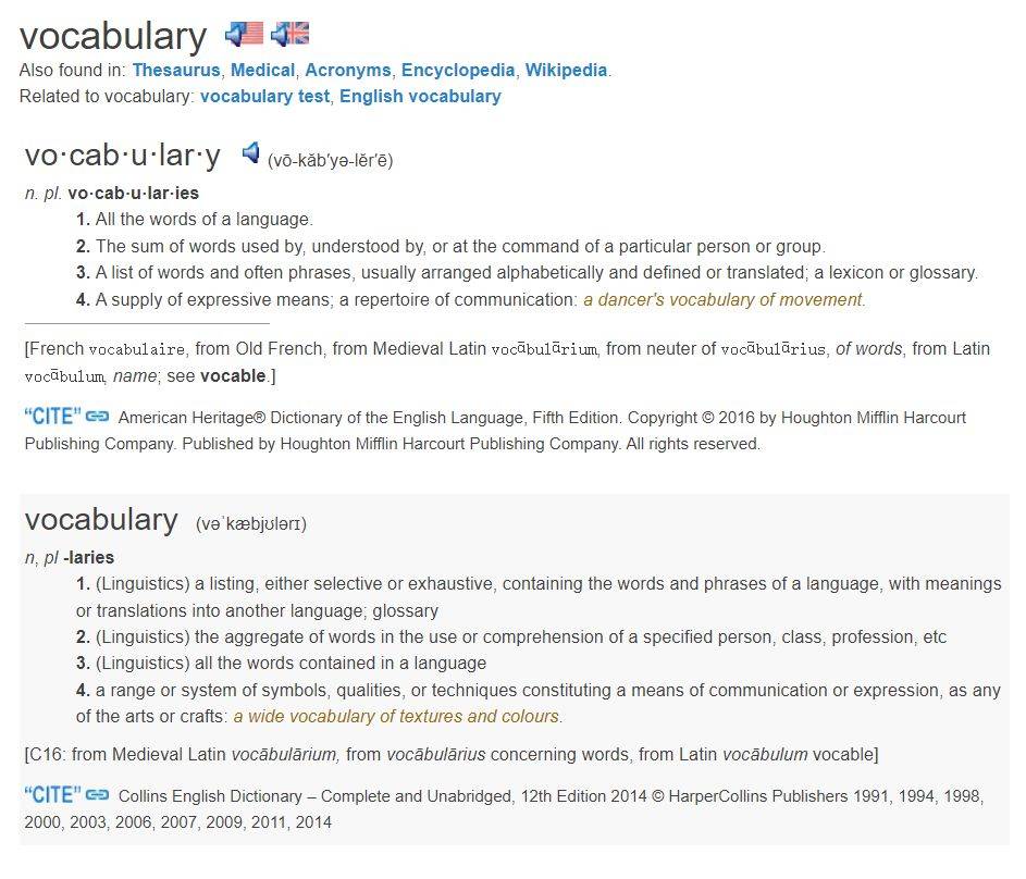 手艺科普 | The Free Dictionary：集成式英语词汇搜刮引擎