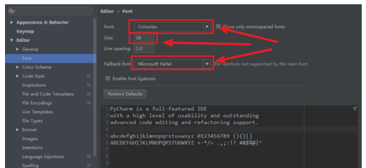 pycharm更改字体的办法