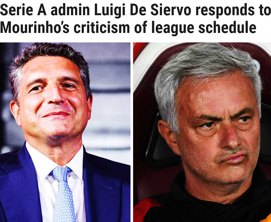 意甲CEO：穆里尼奥当面批评赛程是在找借口巴萨踢完欧冠不也在周六踢