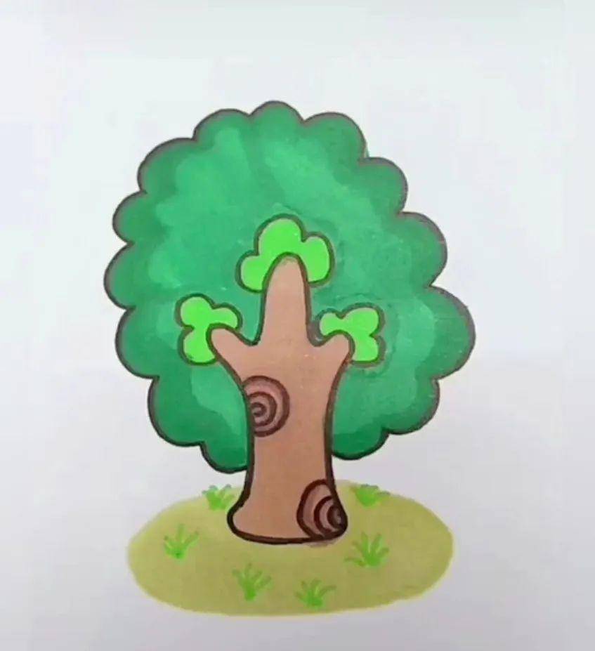 "疫"起做手工|幼儿园给子准备的简笔画大树!