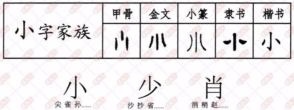 图片丨【小字大家族】插图"小"的小篆形不像三个沙粒,中间一竖表示"一