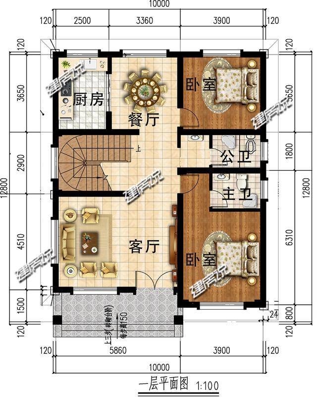 5款占地120平的三层欧式别墅农村建房热门款收藏图纸不迷路