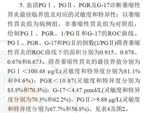 实验研究血清胃蛋白酶原和胃泌素17在胃癌及萎缩性胃炎中的诊断价值